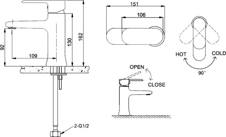 Смеситель Bravat Opal F1125183CP для раковины F1125183CP-RUS - 1