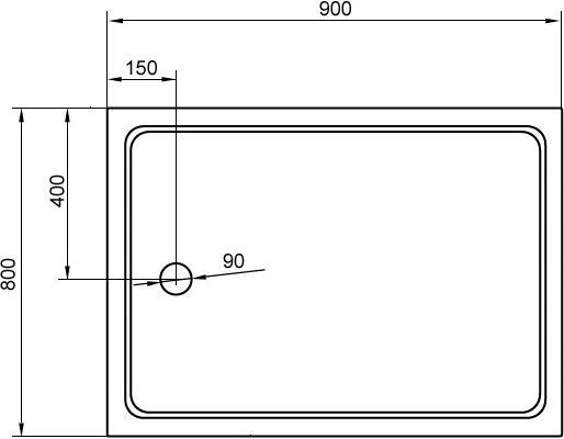 Поддон для душа Cezares Tray прямоугольный 90/80, акриловый TRAY-A-AH-90/80-15-W - 2