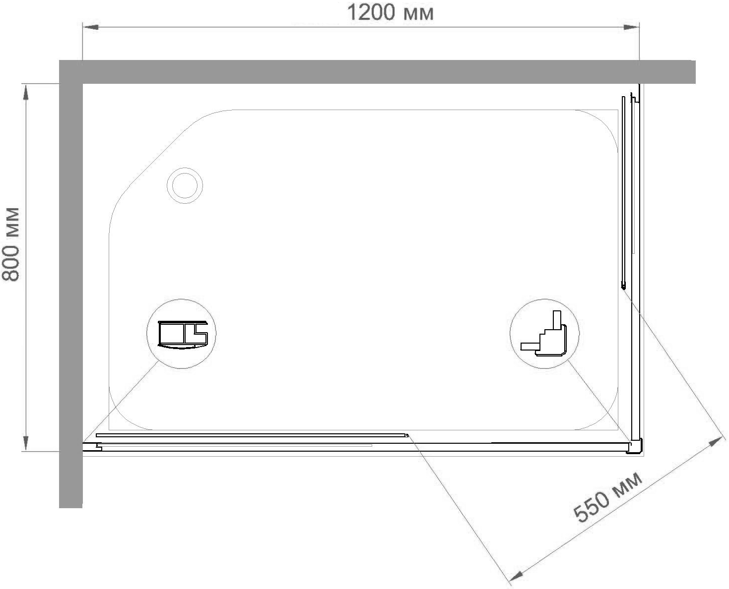 Душевой уголок Royal Bath HPD 120х80 профиль белый стекло матовое RB8120HPD-C - 2