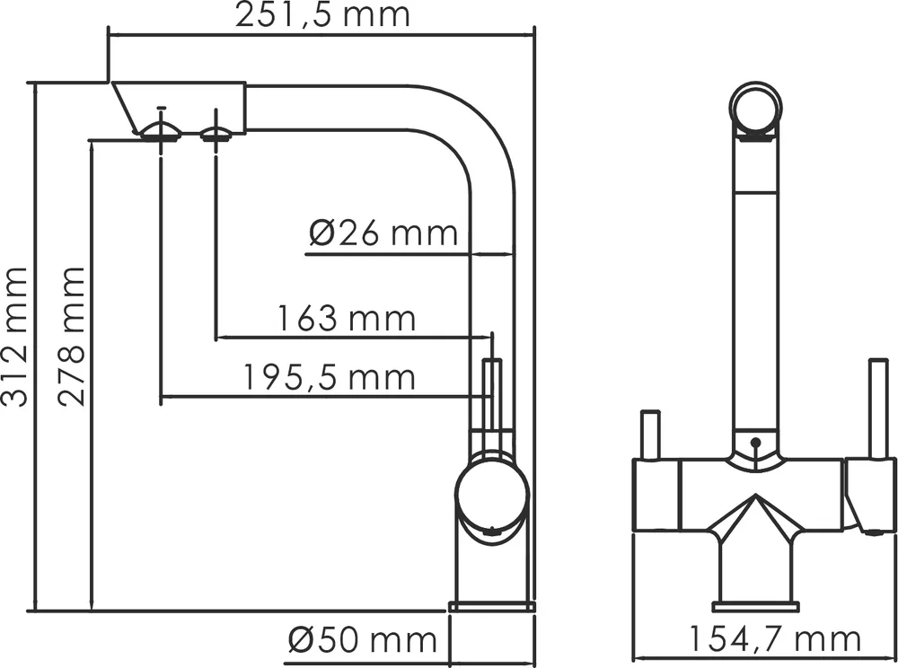 Смеситель для кухни Wasserkraft хром A8317 - 11