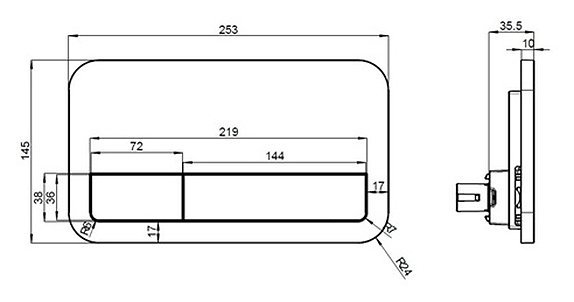 Кнопка смыва Villeroy & Boch ViConnect хром матовый (9224 90 69) 92249069 - 1