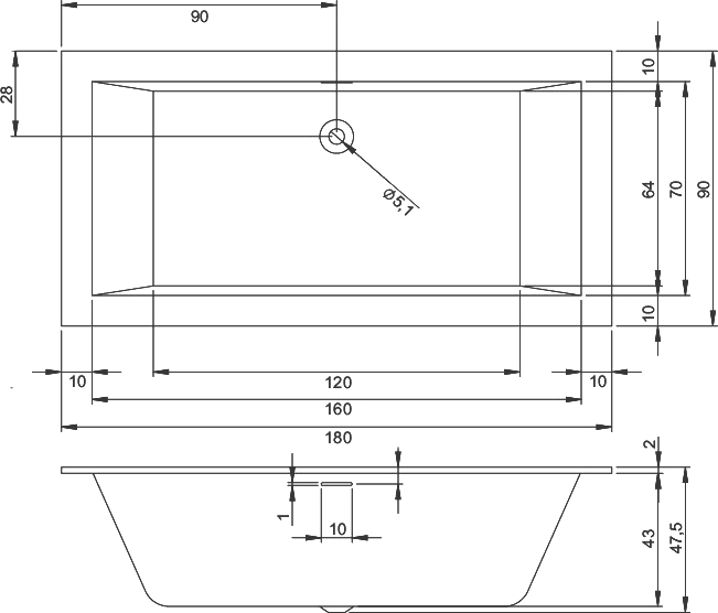 Акриловая ванна Riho Rething Cubic 180х90 B107001005 - 2