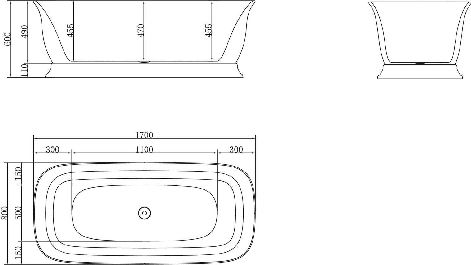 Акриловая ванна BelBagno BB400-1700-800 - 3