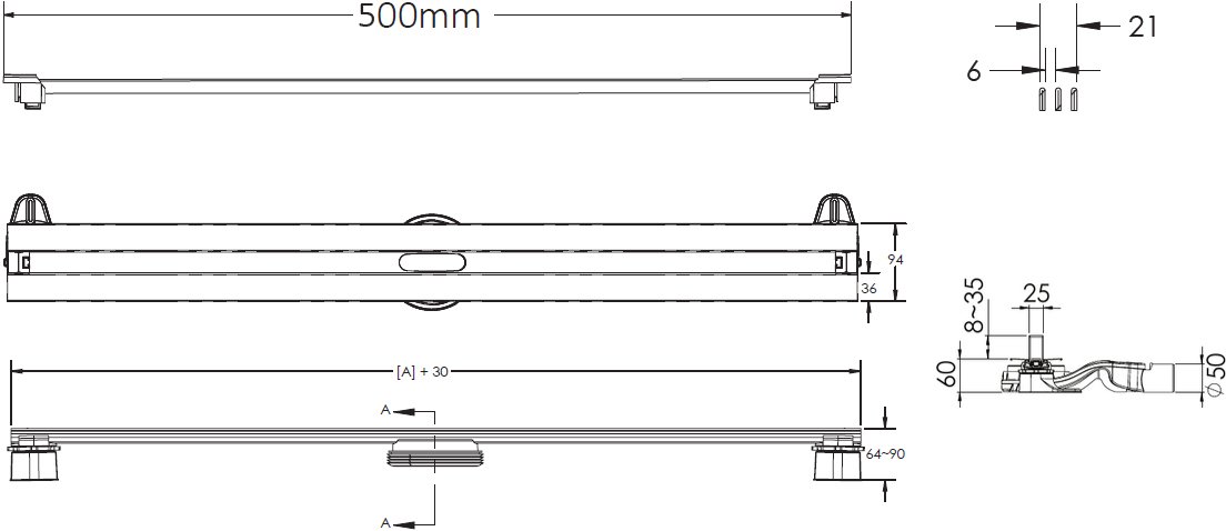 Душевой лоток Berges Wasserhaus Super Slim 50 см 091178 - 10