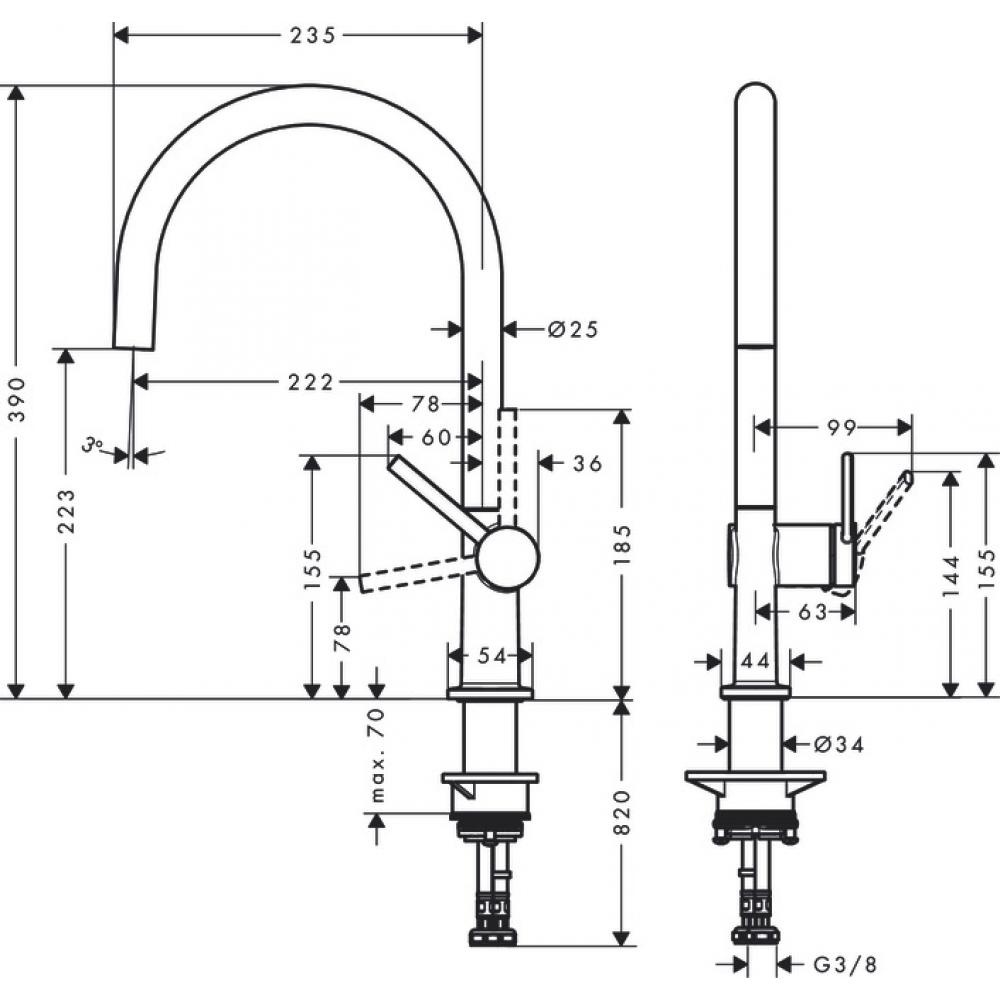 72804000 HG M54 Talis 220 смеситель для кухни - 1