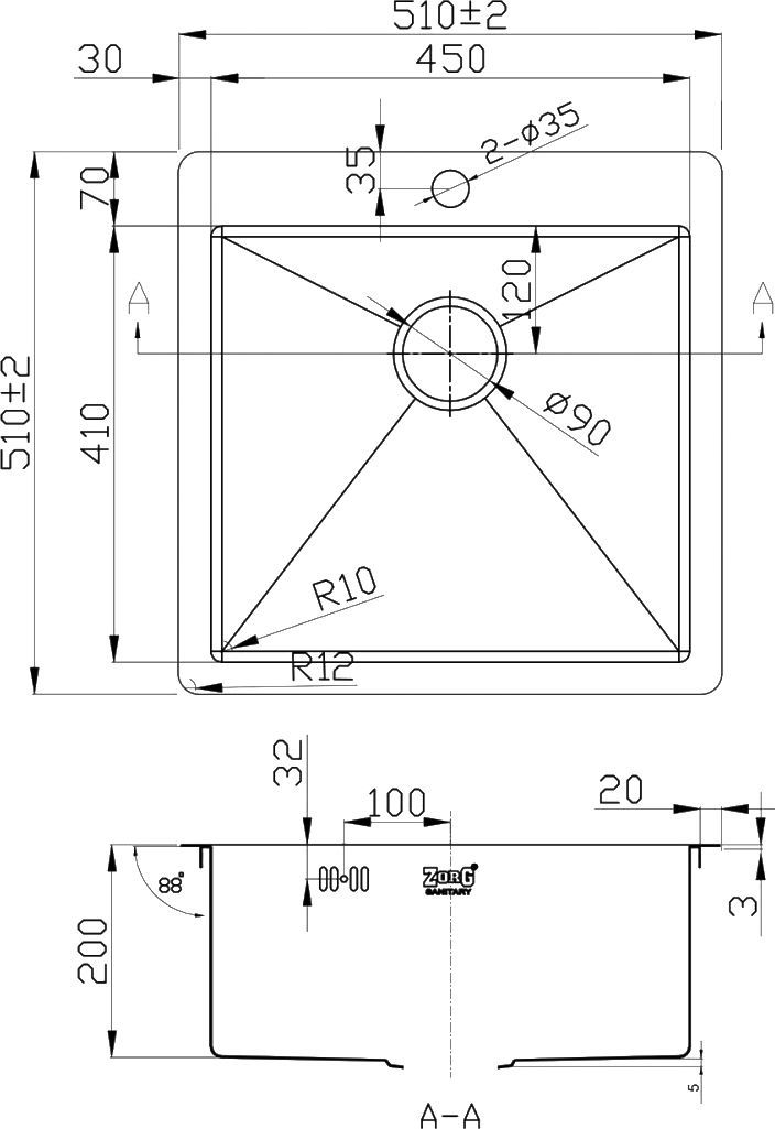 Мойка кухонная Zorg Inox R 5151 - 1