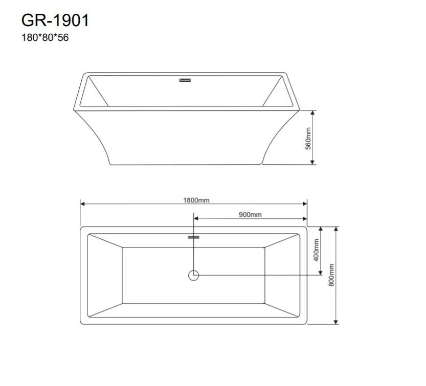Ванна отдельностоящая GR-1901 (180x80x56) GROSSMAN - 2