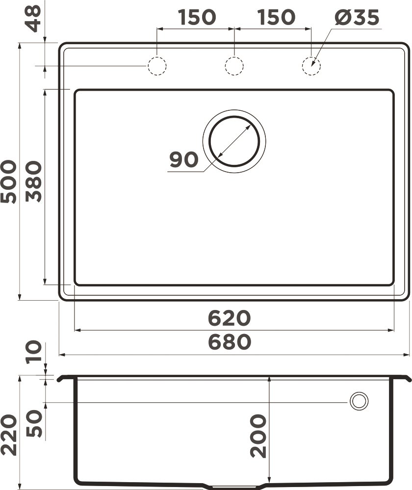 Мойка кухонная Omoikiri Tedori 68 черная 4993964 - 4