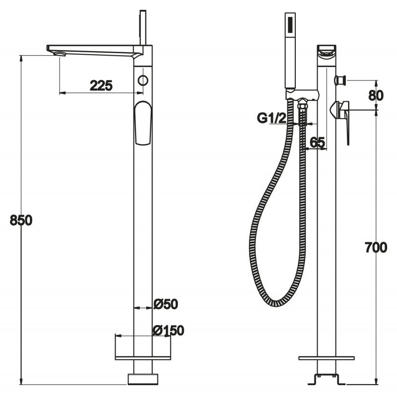 Смеситель для ванны Belbagno CARIN  CAR-FMT-CRM - 1