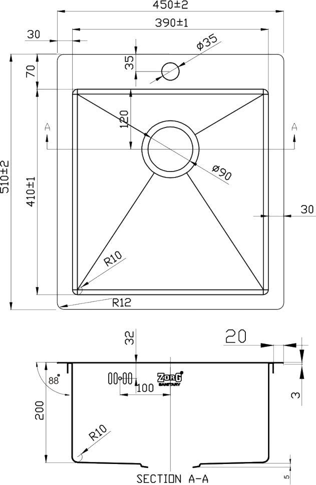 Мойка кухонная Zorg Inox R 4551 - 1