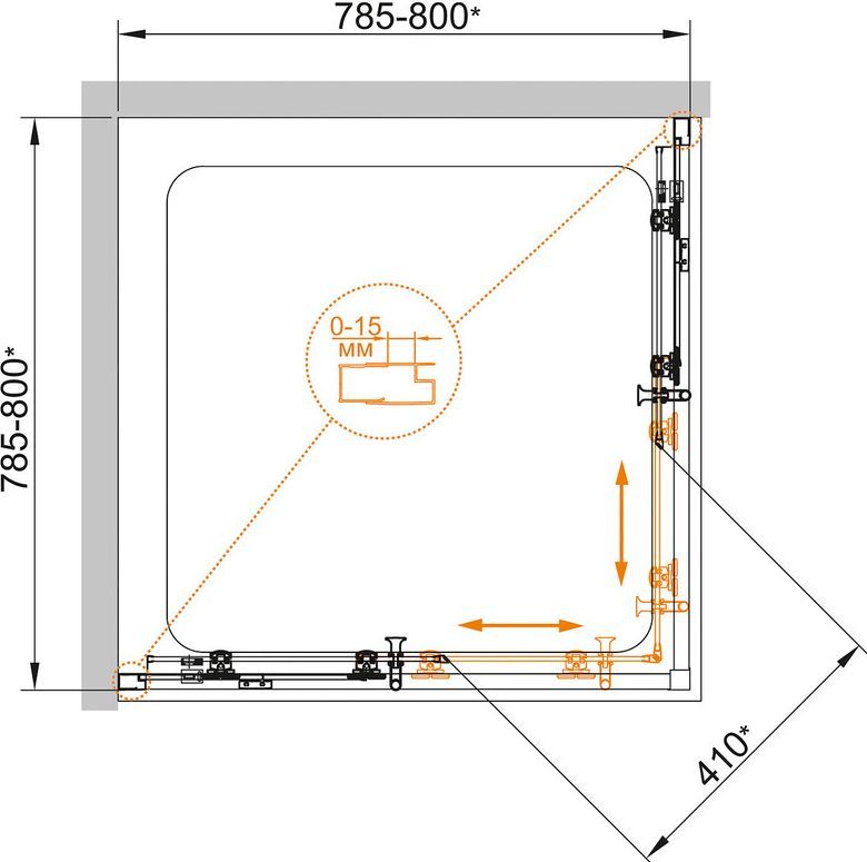 Душевой уголок Cezares Eco хром  ECO-O-A-2-80-C-Cr - 6