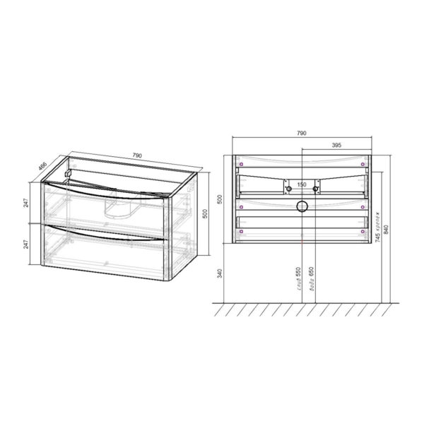 Комплект мебели Vincea Paola 80 светлое дерево - 2