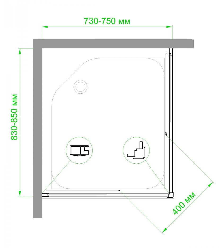 Душевой уголок Royal Bath HPD 75x85 профиль белый стекло матовое RB8575HPD-C - 4