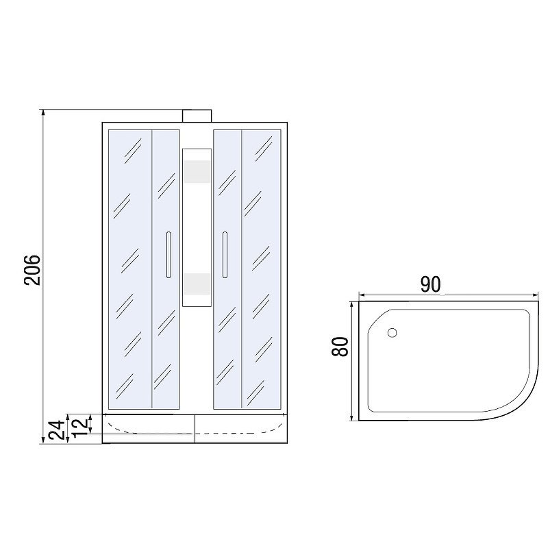 Душевая кабина с поддоном River NARA Б/К 90/80/24 MT R  10000008782 - 5