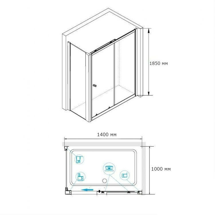 Душевой уголок RGW Classic CL-48-1В 140x100 профиль черный матовый стекло прозрачное 320948140-014 - 2