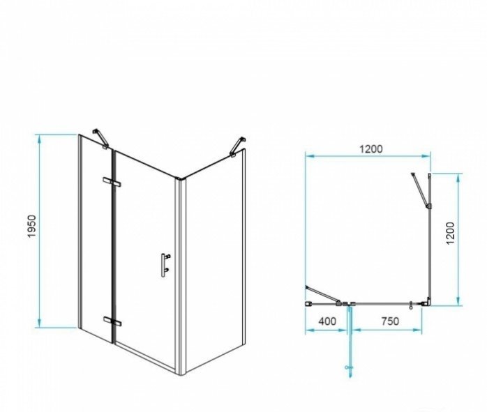 Душевой уголок RGW Passage PA-77B L 120x120 профиль черный стекло прозрачное 41087722-084L - 2