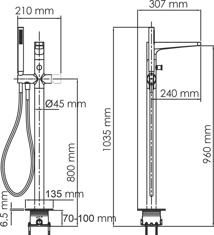 Напольный смеситель для ванны  Wasserkraft Sauer золото 7121 - 3