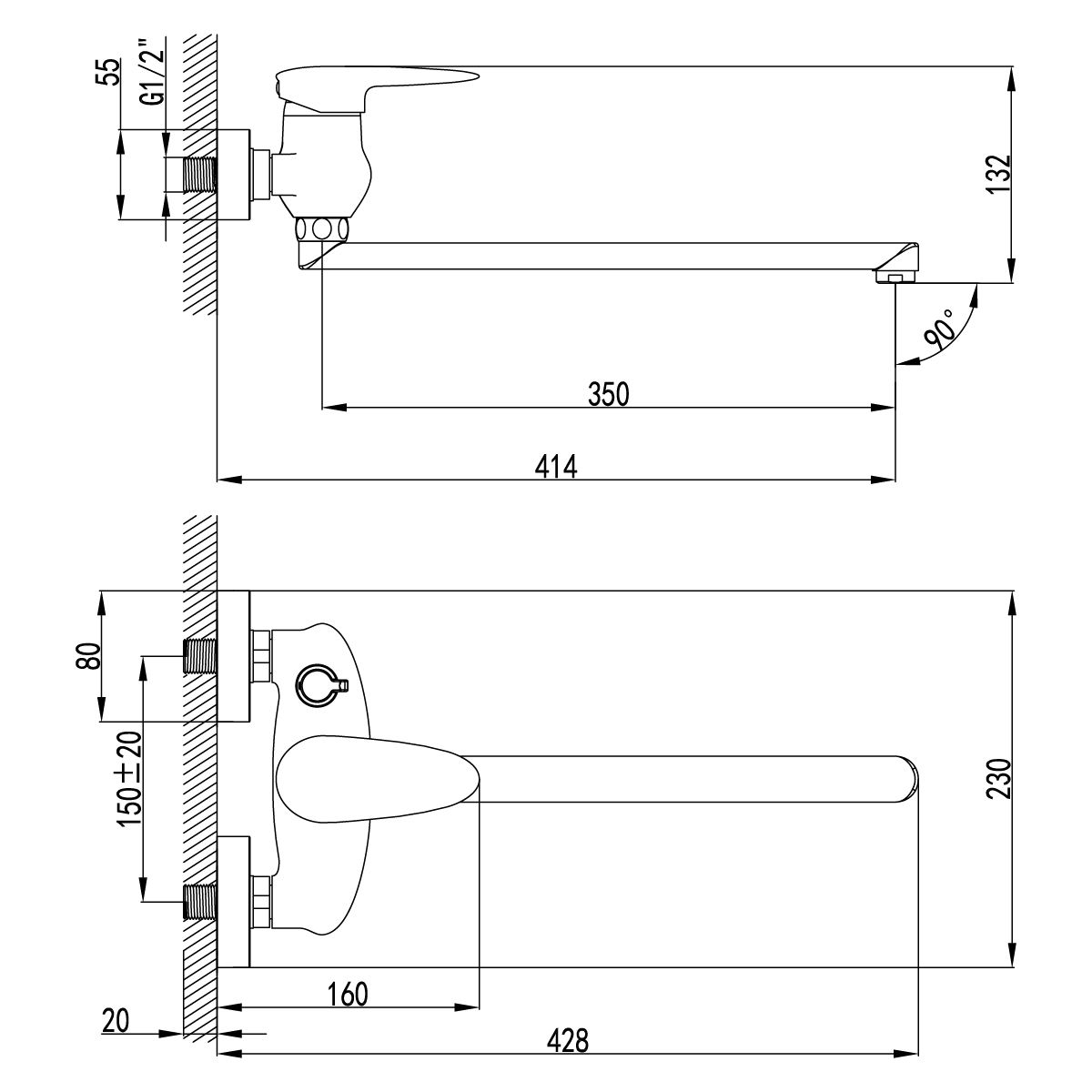 Смеситель для ванны Lemark Status хром  LM4417C - 1