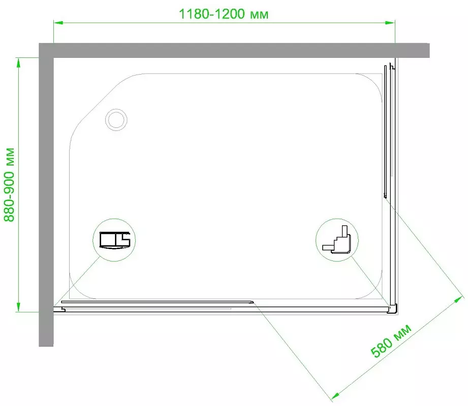 Душевой уголок Royal Bath HPD 120х90 профиль хром стекло прозрачное RB9120HPD-T-CH - 3