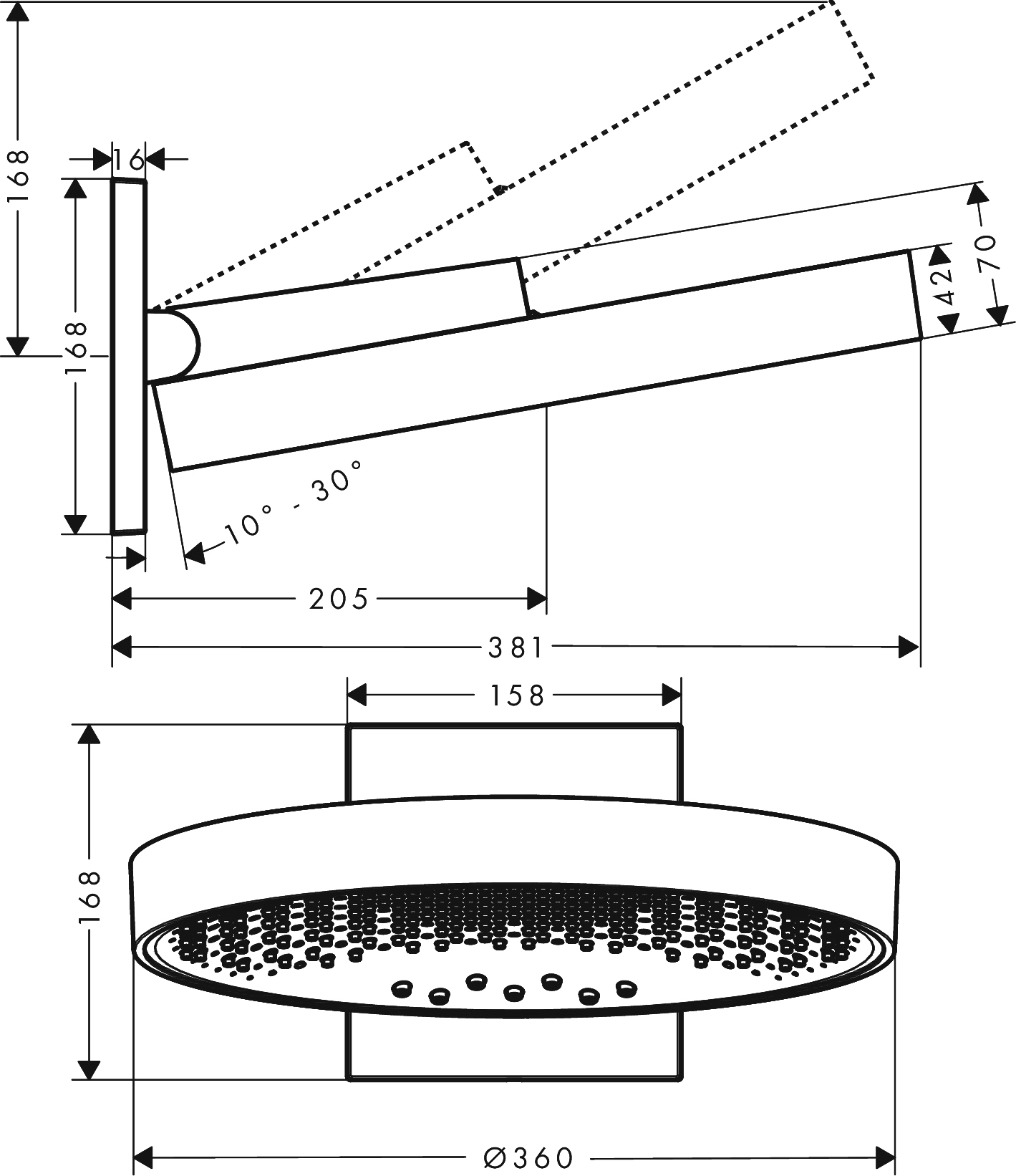 Верхний душ Hansgrohe Rainfinity 26234000 - 2