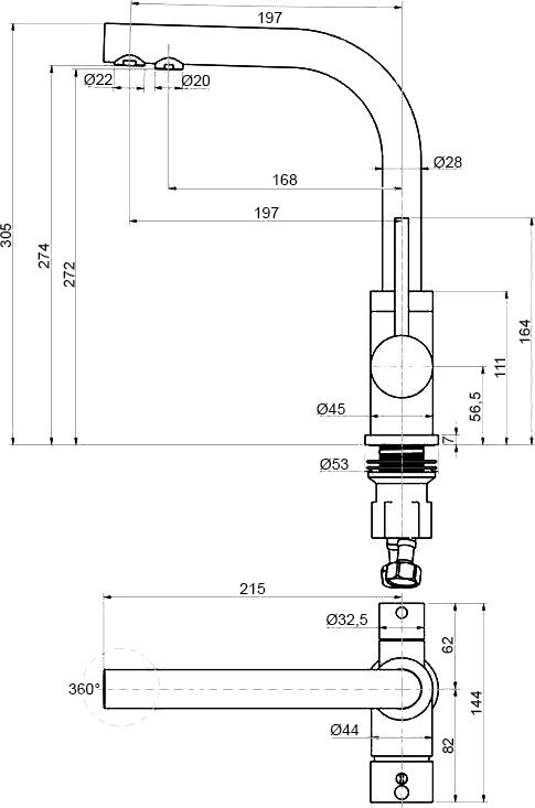 Комплект Мойка кухонная Paulmark Kante PM106052-BLM черный металлик + Смеситель Paulmark Essen Es213011-418 для кухонной мойки, черный металлик - 6