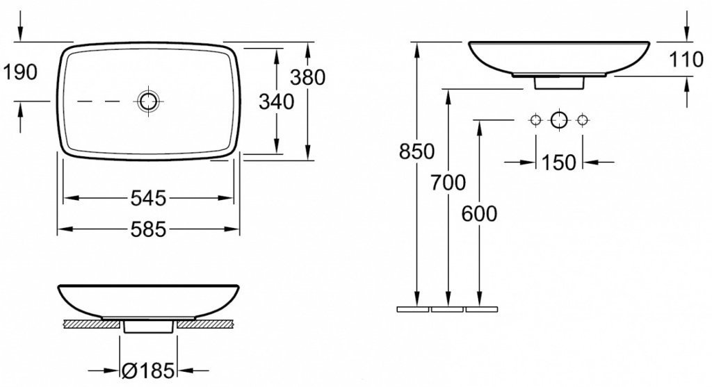 Раковина Villeroy & Boch Loop & Friends 5154 00R1 alpin CeramicPlus 515400R1 - 2