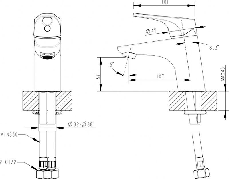 Смеситель Bravat Drop-D F148162C для раковины - 2