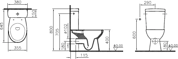 Унитаз-компакт VitrA S10 с бачком и сиденьем микролифт белый 9822B003-7204 - 2