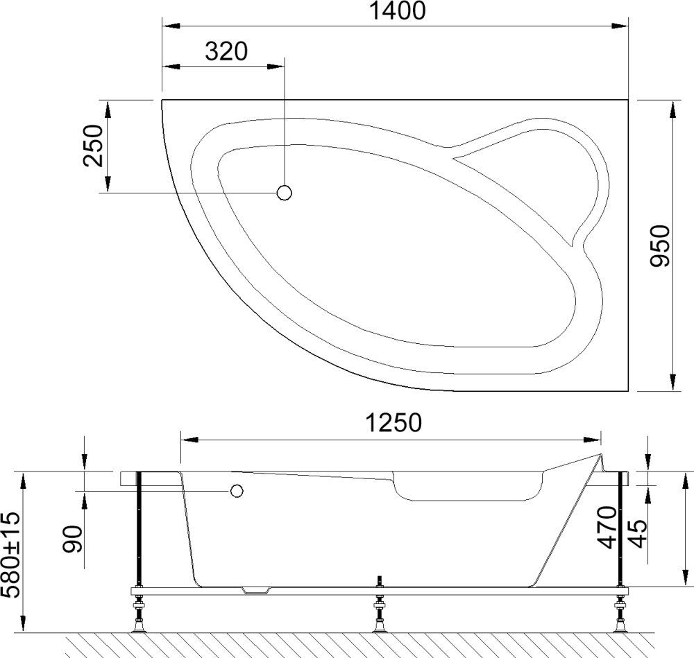 Акриловая ванна Royal bath Alpine 140x95 см  RB 819103 R - 1