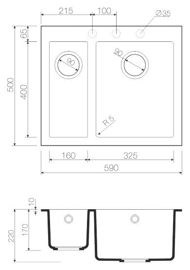 Мойка кухонная Omoikiri Bosen 59-2 BE ваниль 4993150 - 2