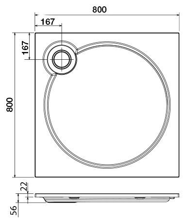 Поддон для душа Cezares Tray A 80 квадратный TRAY-S-A-80-56-W - 1