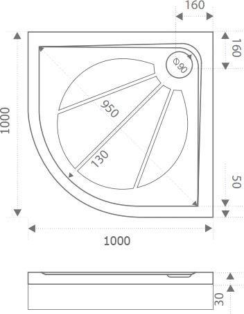 Поддон для душа Good Door Эклипс 100x100 с ножками и экраном - 3