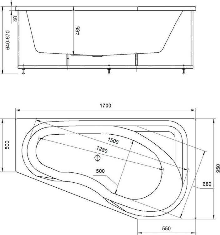 Акриловая ванна Акватек Медея 170x95 R MED180-0000012 - 1