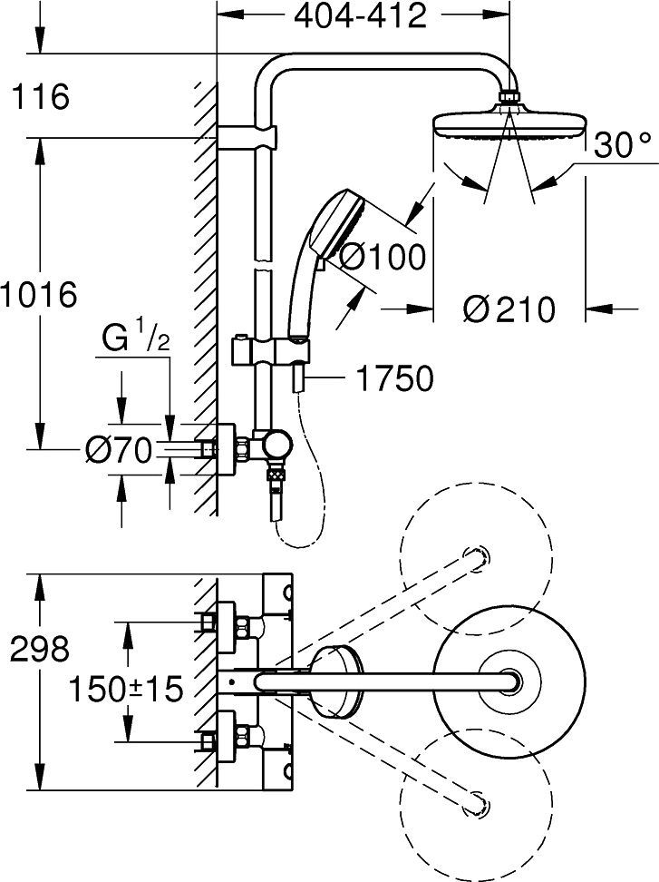 Душевая стойка Grohe Tempesta Cosmopolitan 27922001 - 7