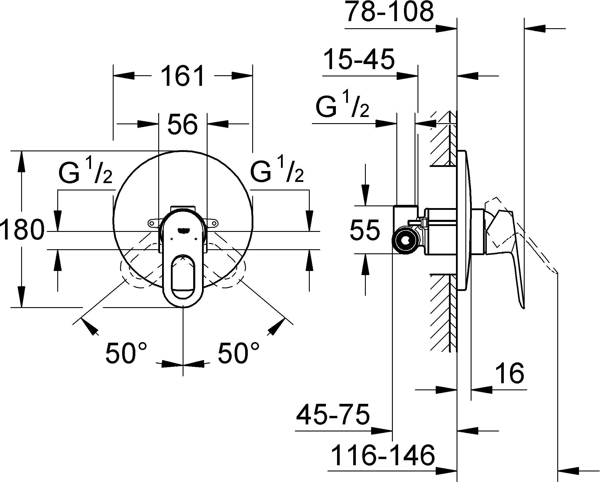 Смеситель Grohe BauLoop для душа 29080000 - 1