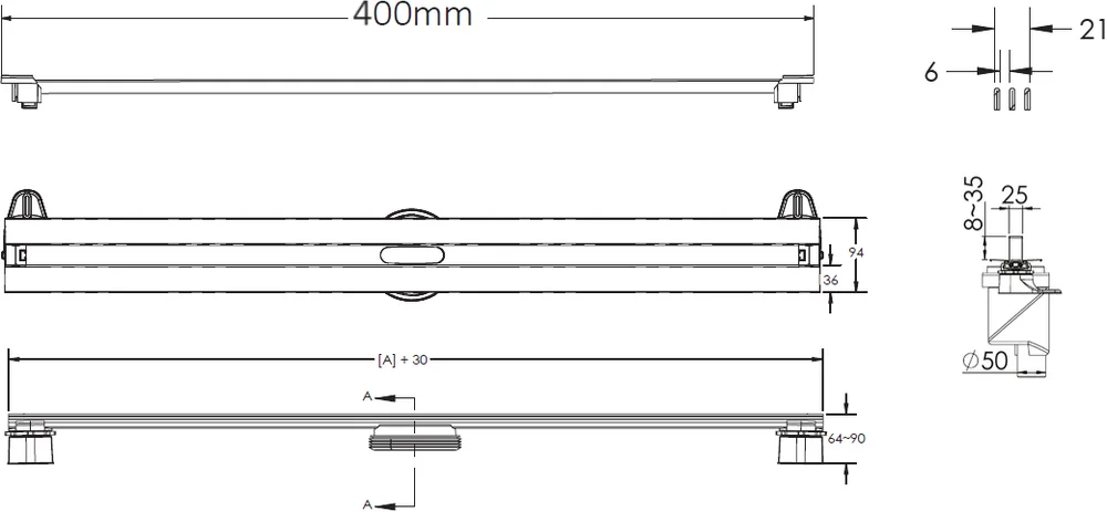 Душевой лоток Berges Super Slim 40 хром матовый 090077 - 1