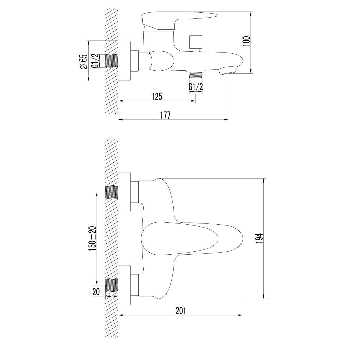 Смеситель для ванны Lemark Status хром  LM4402C - 1