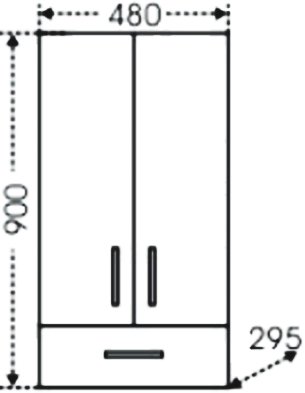 Шкаф СанТа ПШ 48х90 2 двери, 1 ящик 401008 - 1