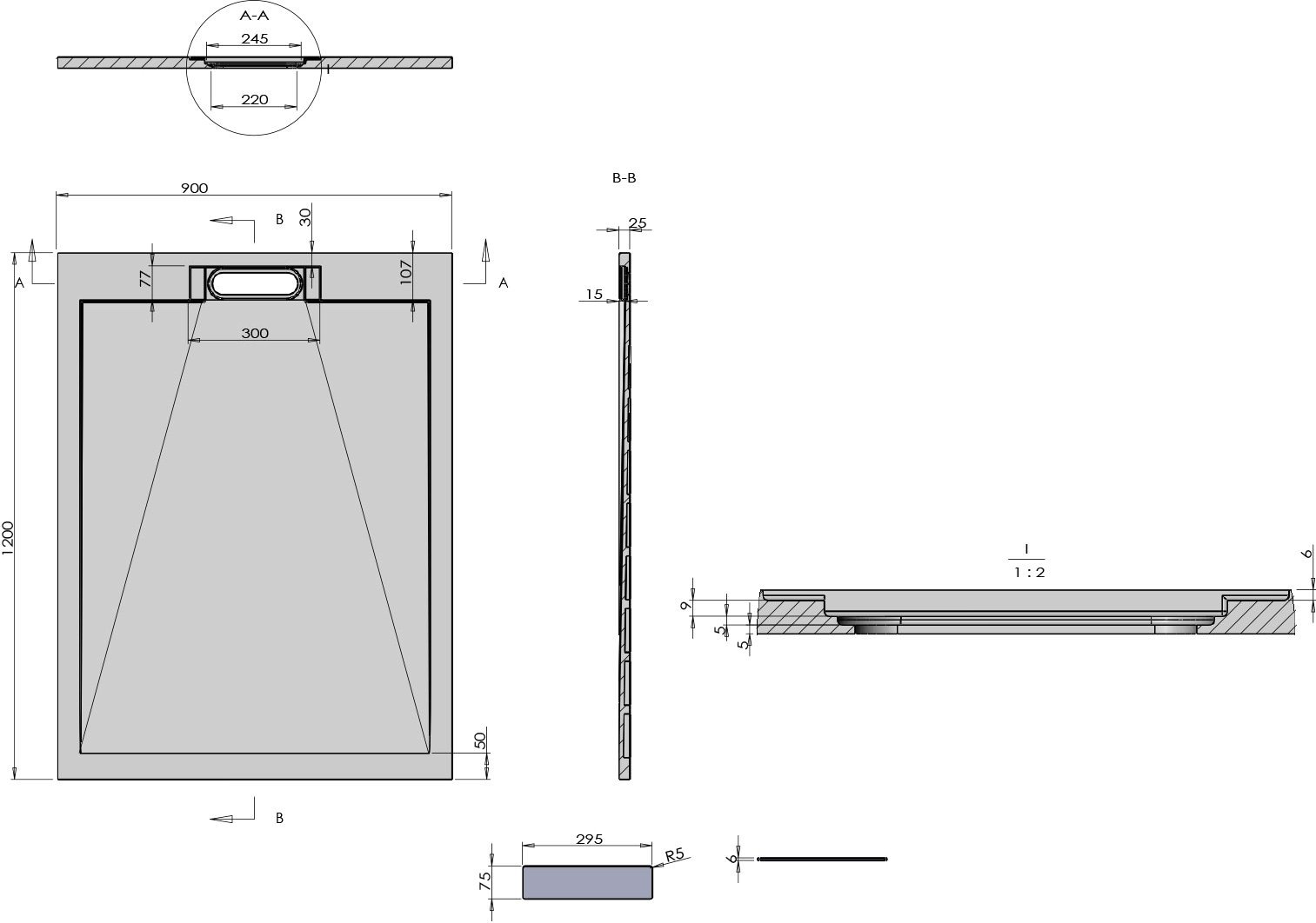 Поддон для душа Vincea VST-4SRL9012G 120x90 серый - 3