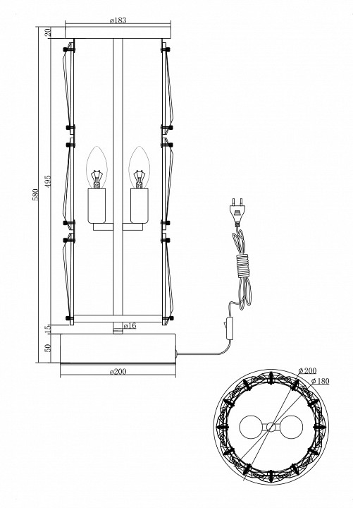 Настольная лампа Maytoni Puntes MOD043TL-02CH - 2