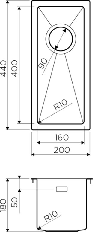 Дополнительная мойка Omoikiri Taki 20-U/IF-IN нержавеющая сталь 4973042 - 2