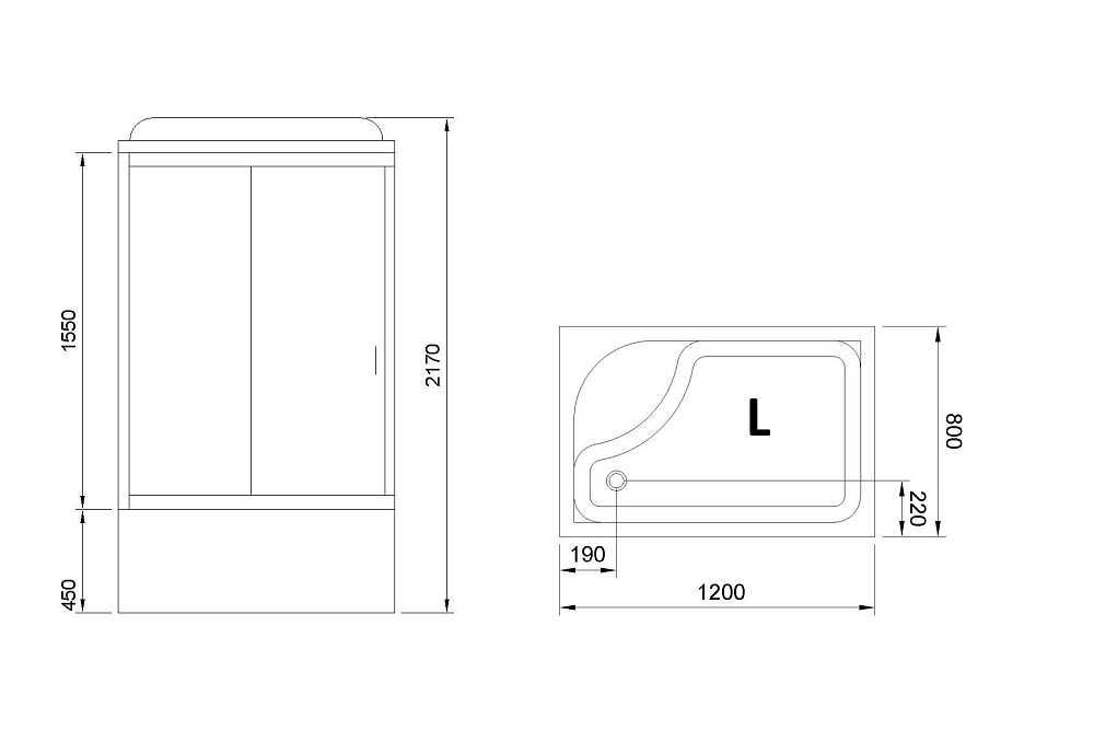 Душевая кабина Royal Bath 120х80 левая хром стекло прозрачное RB8120BP5-WT-CH-L - 1