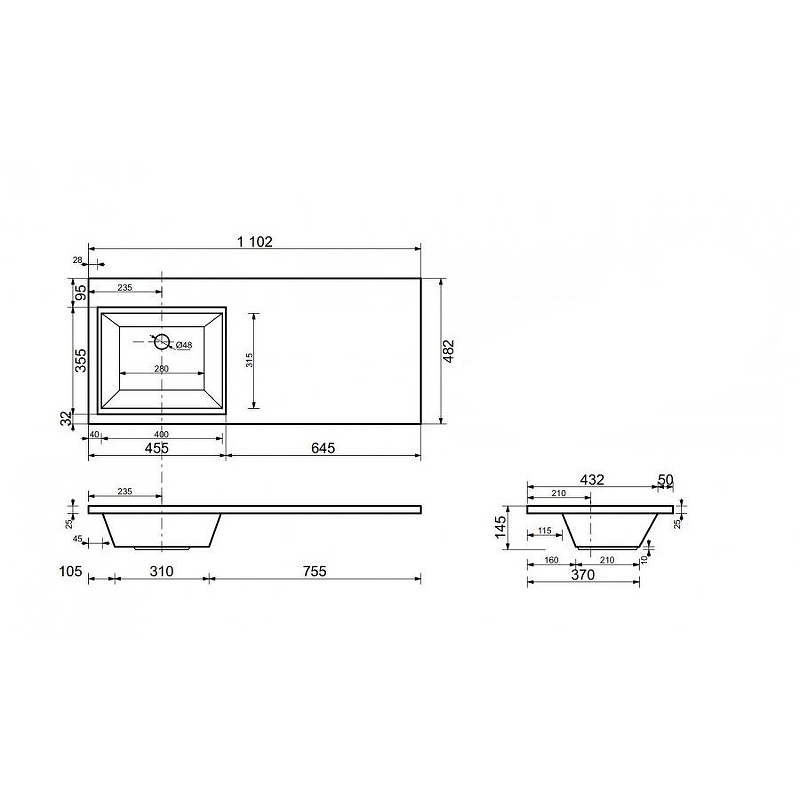 Раковина-столешница Style Line Estetus Даллас 110 белая левая СС-00002387 - 2