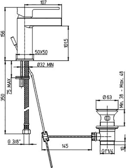 Смеситель Paini Dax-R 84CR211WFRKM для раковины - 2