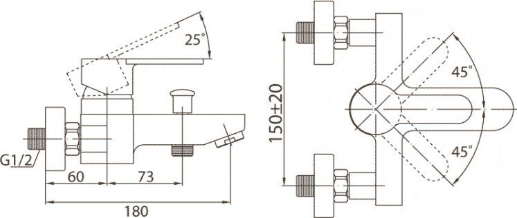 Смеситель BelBagno Tanaro TAN VASM CRM для ванны TAN-VASM-CRM - 1