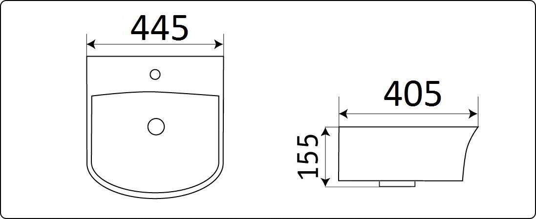 Раковина подвесной Ceramalux N 45 белый  78369А - 2