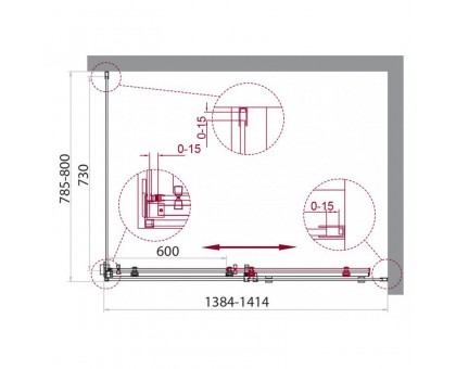 Душевой уголок Cezares Stream 140х80 хром  STREAM-AH-1-140/80-C-Cr - 1