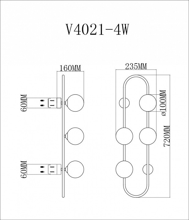 Накладной светильник Moderli Krona V4021-4W - 1