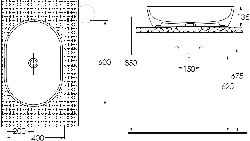 Раковина накладная beWash Bogen 60 белый 88601001 - 1