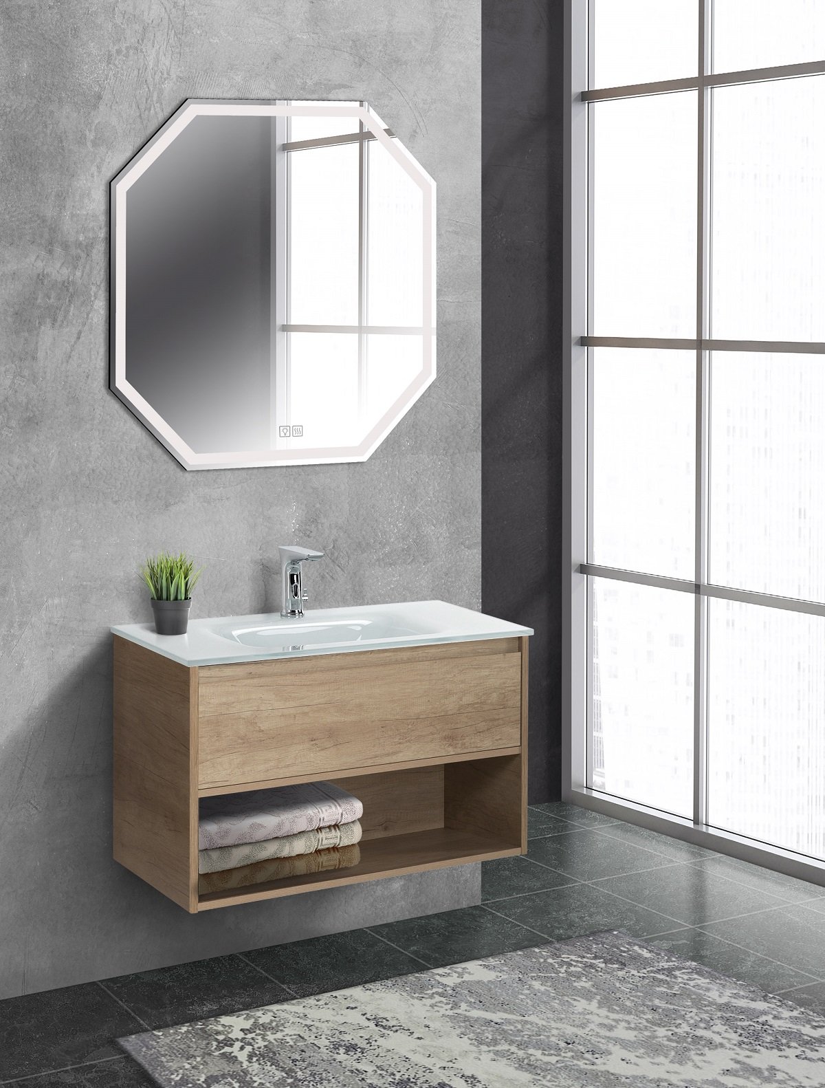 Тумба с раковиной BelBagno Kraft 100 светлое дерево - 6